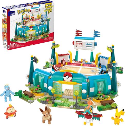 Mega Pokémon Building Toys Set Training Stadium with 1101 Pieces, 5 Poseable Characters and Battle Play, for Kids in Saudi Arabia