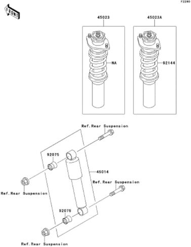 Front Shock Absorber Fits Kawasaki Mule 2500 2510 2520 3000 3010 3020 4000 4010 (1993-2017) in Saudi Arabia