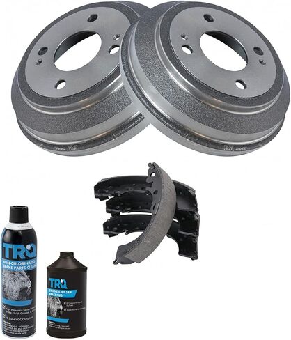 TRQ Rear Brake Shoes Kit & 2 Drums Kit Left & Right w/Chemicals Compatible with 1984-1995 Honda Civic 1993-1997 Civic del Sol 1988-1991 CRX in Saudi Arabia