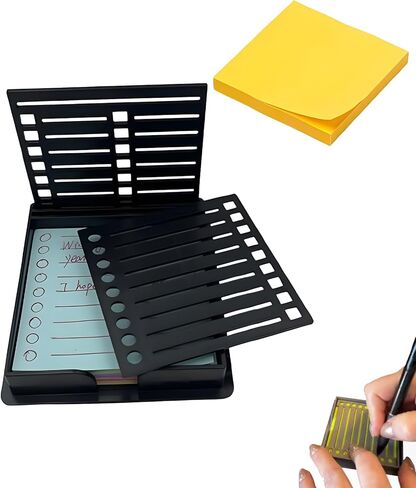 Sticky Note Stencil Template, Sticky Notes Dispenser, Reusable Note Organizer, 3x3 Sticky Pads Dispenser with Stencil, for 3x3 Self-Sticky Note Pads, for Office and Home (Black) in Saudi Arabia