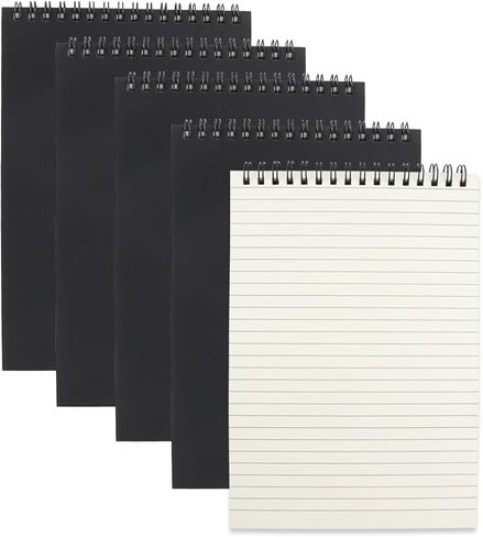 4 Pcs Top Bound Spiral Notebook,8.3 inch x 5.8 inch,60 Sheet,7mm College Ruled Paper,A5 Spiral Note Pads Memo Lined Notebook Journal for School and Office Supplies (Black) in Saudi Arabia