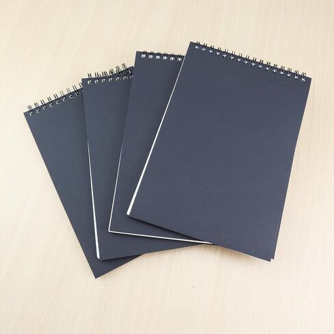 4 Pcs Top Bound Spiral Notebook,8.3 inch x 5.8 inch,60 Sheet,7mm College Ruled Paper,A5 Spiral Note Pads Memo Lined Notebook Journal for School and Office Supplies (Black) in Saudi Arabia