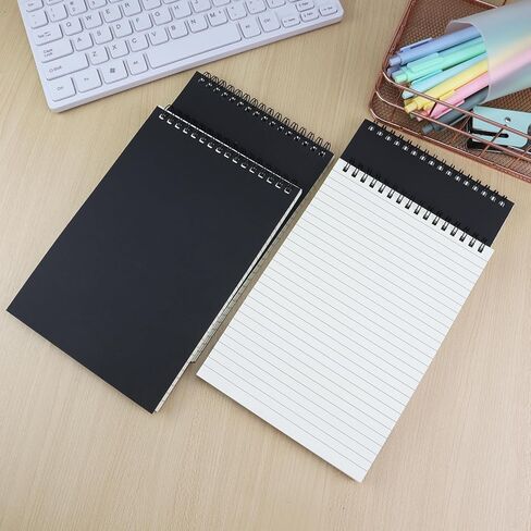 4 Pcs Top Bound Spiral Notebook,8.3 inch x 5.8 inch,60 Sheet,7mm College Ruled Paper,A5 Spiral Note Pads Memo Lined Notebook Journal for School and Office Supplies (Black) in Saudi Arabia