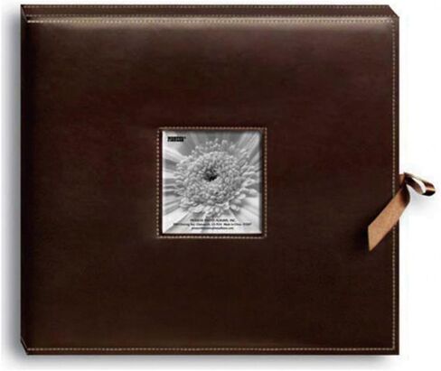 Pioneer 12 Inch by 12 Inch D-Ring Sewn Leatherette Scrapbook Box, Brown in Saudi Arabia