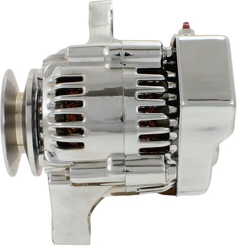 New Chrome Mini Alternator 1 Wire Self Exciting Compatible with Chevy Big Block Small Block BBC SBC Race Cars Hot Rods Street Rods 45 Amp 6.5 Pounds! in Saudi Arabia
