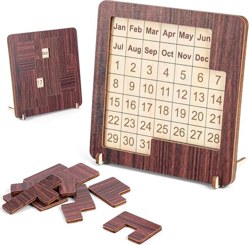 Wooden Calendar Puzzle Daily Calendar Puzzle 365 Day Interactive Date Tracker for All Ages Logic Challenge Desk Decor for Home Office Classroom Brain Teaser Gift in Saudi Arabia