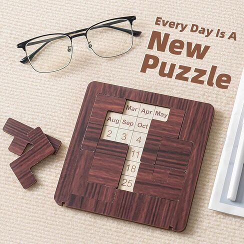 Wooden Calendar Puzzle Daily Calendar Puzzle 365 Day Interactive Date Tracker for All Ages Logic Challenge Desk Decor for Home Office Classroom Brain Teaser Gift in Saudi Arabia