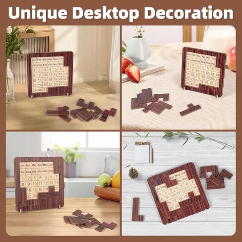 Wooden Calendar Puzzle Daily Calendar Puzzle 365 Day Interactive Date Tracker for All Ages Logic Challenge Desk Decor for Home Office Classroom Brain Teaser Gift in Saudi Arabia