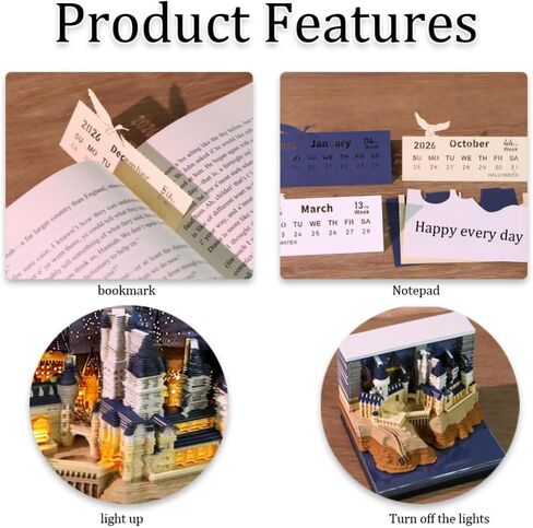 Time Piece Calendar,3D Calendar 2026,Pink Tree House Paper Carving,Laser Engraving,Can Be Used As A Bookmark,Suitable for Note Taking,Decorative Ornaments in Saudi Arabia