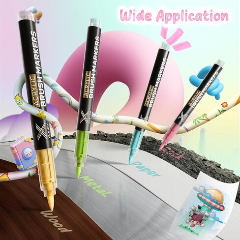 240 Colors Acrylic Paint Markers, Soft Brush Tip Pens with Automatic Ink Control System, Waterproof, Quick-Drying, Lightfast, for Rock Painting, Canvas, Wood, Egg & DIY Crafts Art Supplies in Saudi Arabia