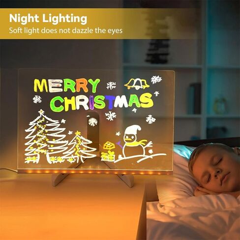LED Note Board with 7 Colors Pen, Portable LED Note Board, 11.8 X 7.9" Glowing Acrylic Message Marker Board, Lighted Acrylic Dry Erase Board, Led Drawing Board for Office School Home in Saudi Arabia