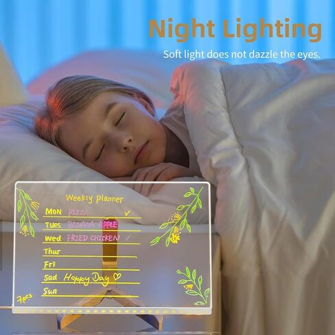 LED Note Board with 7 Colors Pen, Portable LED Note Board, 11.8 X 7.9" Glowing Acrylic Message Marker Board, Lighted Acrylic Dry Erase Board, Led Drawing Board for Office School Home in Saudi Arabia
