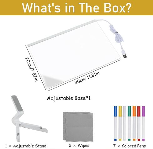 LED Note Board with 7 Colors Pen, Portable LED Note Board, 11.8 X 7.9" Glowing Acrylic Message Marker Board, Lighted Acrylic Dry Erase Board, Led Drawing Board for Office School Home in Saudi Arabia