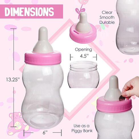 8.5" Jumbo Fillable Baby Shower Bank Plastic Decoration Centerpiece (Pink, 8.5") in Saudi Arabia