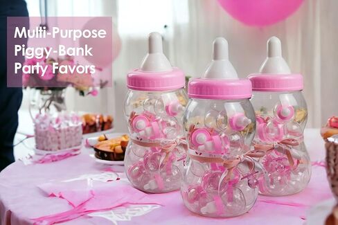 8.5" Jumbo Fillable Baby Shower Bank Plastic Decoration Centerpiece (Pink, 8.5") in Saudi Arabia