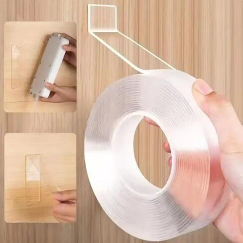 1roll Double Sided Tape Super Strong Adhesive Tapes Reusable Washable Waterproof Transparent Tape Tools for Home Office (5CM*1M) in Saudi Arabia