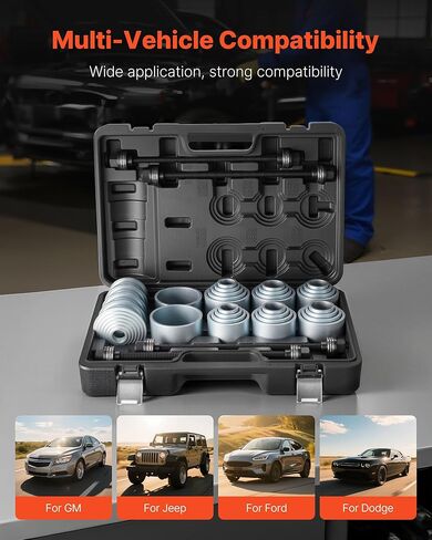 VEVOR Pull and Press Sleeve Kit, 36 PCS, Steel Bush Removal Insertion Sleeve Tools with Carrying Case, Compatible with LCV and HGV Engines, for Removing and Installing Bushings, Bearings, and Seals in Saudi Arabia
