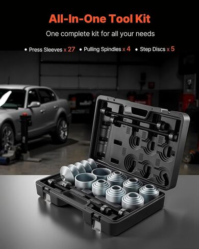 VEVOR Pull and Press Sleeve Kit, 36 PCS, Steel Bush Removal Insertion Sleeve Tools with Carrying Case, Compatible with LCV and HGV Engines, for Removing and Installing Bushings, Bearings, and Seals in Saudi Arabia
