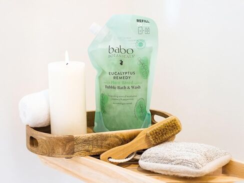 Babo Botanicals Eucalyptus Remedy Plant-Based 3-in-1 Shampoo, Bubble Bath & Wash - with Vapors of Eucalyptus, Rosemary & Peppermint - For Babies, Kids or Sensitive Skin - EWG Verified - 15 fl. oz. in Kuwait
