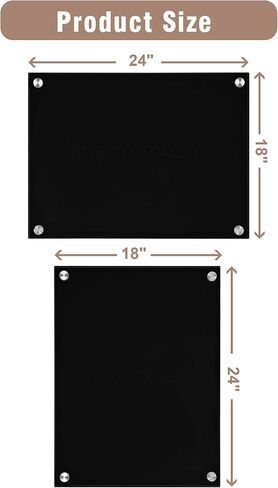 Mifuro سبورة بيضاء زجاجية مغناطيسية، 36 بوصة × 24 بوصة لوحة مسح جافة بدون إطار مثبتة على الحائط للمكتب والمنزل والمدرسة باللون الأسود in Kuwait