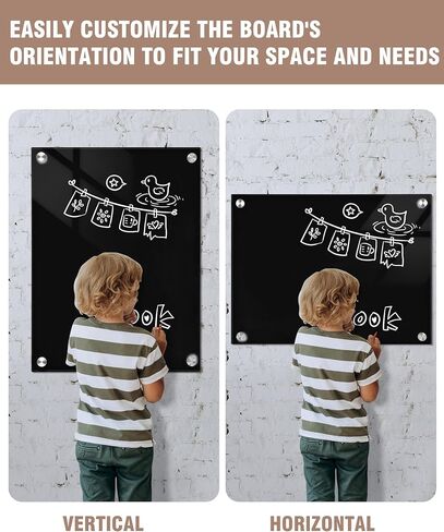 Mifuro سبورة بيضاء زجاجية مغناطيسية، 36 بوصة × 24 بوصة لوحة مسح جافة بدون إطار مثبتة على الحائط للمكتب والمنزل والمدرسة باللون الأسود in Kuwait