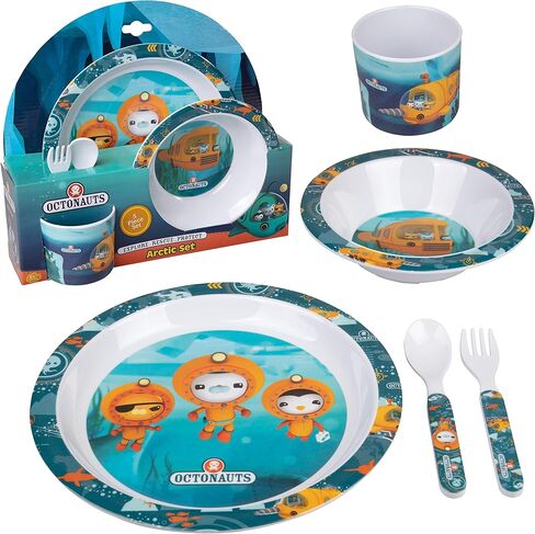Octonauts 5 Pc Mealtime Feeding Set for Kids and Toddlers - Includes Plate, Bowl, Cup, Fork and Spoon Utensil Flatware - Durable, Dishwasher Safe, BPA Free in Kuwait