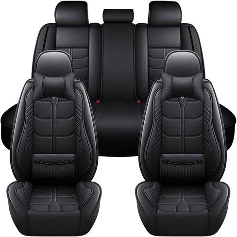 Car Seat Cover for Hummer H3 2006-2010 Full Coverage with Self-Lumbar Nappa Leather Car Seat Cover,Fashion Waterproof Easy to Install,Auto Interior Accessories.Deluxe Black in Kuwait