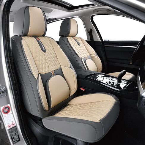 for Honda Civic 2003-2018 Car Seat Covers, Middle Gray Car Seat Covers, Leather, Full Set of 5 Seats, with Lumbar Support, Waterproof, Beautify Interior, Beautify The Interior of Old Cars in Saudi Arabia