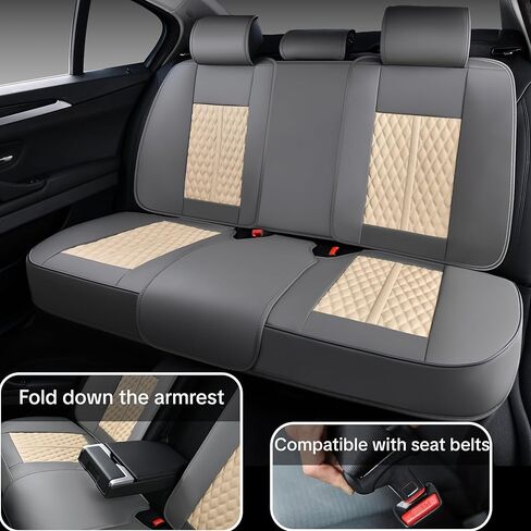 for Honda Civic 2003-2018 Car Seat Covers, Middle Gray Car Seat Covers, Leather, Full Set of 5 Seats, with Lumbar Support, Waterproof, Beautify Interior, Beautify The Interior of Old Cars in Saudi Arabia