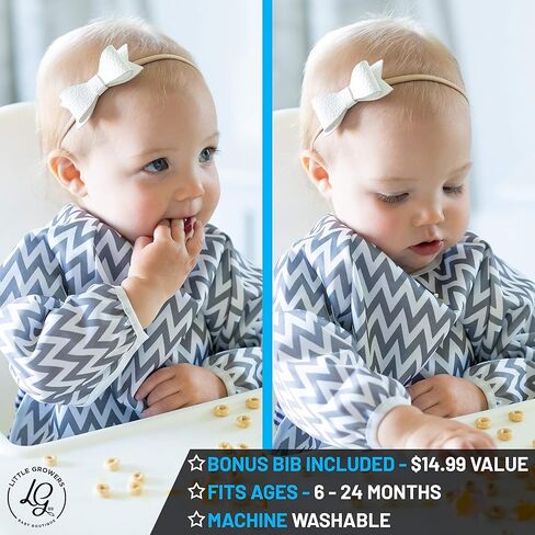 Baby Splat Mat for Under High Chair (51" x 51") + Long Sleeve Bib! Washable Baby Floor Mat, High Chair Mat for Eating Mess/Arts/Crafts with Non-Slip Backing! Waterproof Baby Spill Mat Floor Protector in Saudi Arabia