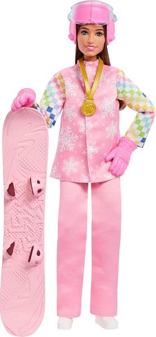 Barbie Careers Snowboarder Doll Wearing Pink Snow Jacket, Pants & Boots with 10+ Accessories Including Color-Change Snowboard in Saudi Arabia