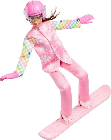 Barbie Careers Snowboarder Doll Wearing Pink Snow Jacket, Pants & Boots with 10+ Accessories Including Color-Change Snowboard in Saudi Arabia
