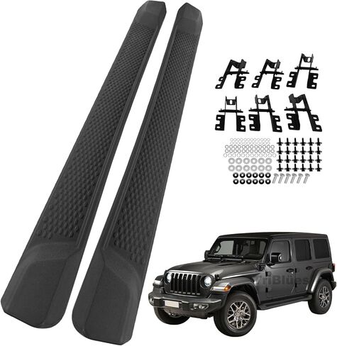 6 inches OE Style Running Boards Side Steps for 2018-2025 Jeep Wrangler 4 Doors JL JLU Unlimited (Include 4XE Model), 2 PCS Car Door Side Step Rails Matte Black Nerf Bars Step Bars(Not for JK Model) in Saudi Arabia