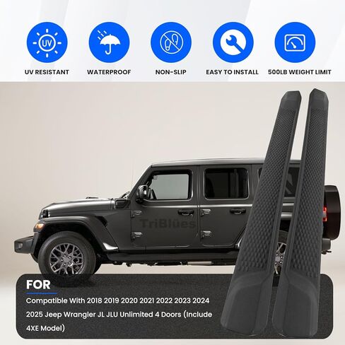 6 inches OE Style Running Boards Side Steps for 2018-2025 Jeep Wrangler 4 Doors JL JLU Unlimited (Include 4XE Model), 2 PCS Car Door Side Step Rails Matte Black Nerf Bars Step Bars(Not for JK Model) in Saudi Arabia