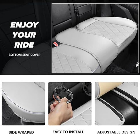 TTMiku 2-Pack رمادي فاتح فاخر من الجلد الصناعي غطاء مقعد السيارة السفلي للمقاعد الأمامية فقط، غطاء وسادة مقعد السيارة مقاوم للماء ومضاد للانزلاق لمعظم المركبات in Kuwait