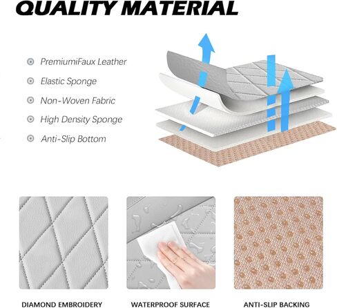 TTMiku 2-Pack رمادي فاتح فاخر من الجلد الصناعي غطاء مقعد السيارة السفلي للمقاعد الأمامية فقط، غطاء وسادة مقعد السيارة مقاوم للماء ومضاد للانزلاق لمعظم المركبات in Kuwait