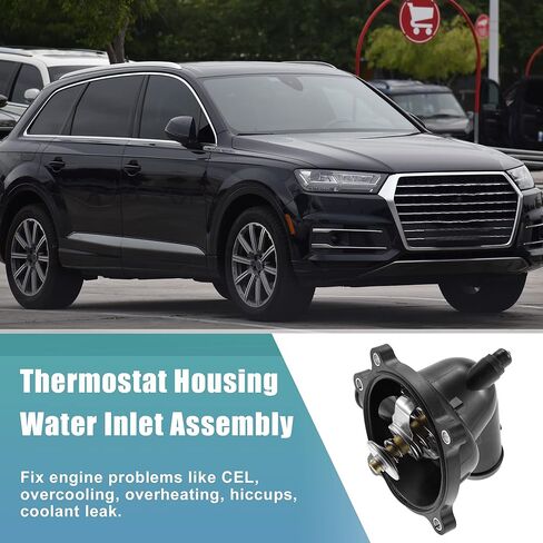 X AUTOHAUX Engine Coolant Thermostat Housing Assembly for Audi A6 S6 S6 S8 Q7 for Volkswagen Touareg 2007-2009 079121115BA 079121115BA Plastic Metal Black in Saudi Arabia