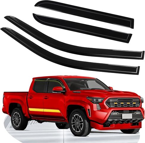 واقيات المطر لحاجب نافذة تاكوما 2016-2023، عاكسات النوافذ الجانبية بشريط، ظلال حاجب فتحة تهوية الدخان الداكن لملحقات تاكوما (تناسب 16-23) in Kuwait