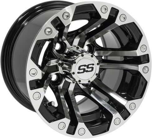 GTW Specter - 12 inch Aluminum Golf Cart Wheel 12x7 | Machined Silver/Black | 4 Bolt Pattern | 3:4 Offset | Universal in Saudi Arabia