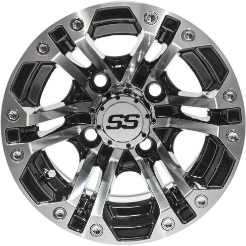 GTW Specter - 12 inch Aluminum Golf Cart Wheel 12x7 | Machined Silver/Black | 4 Bolt Pattern | 3:4 Offset | Universal in Saudi Arabia