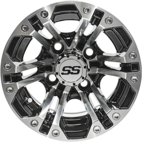 GTW Specter - 12 inch Aluminum Golf Cart Wheel 12x7 | Machined Silver/Black | 4 Bolt Pattern | 3:4 Offset | Universal in Saudi Arabia