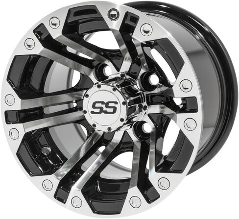 GTW Specter - 12 inch Aluminum Golf Cart Wheel 12x7 | Machined Silver/Black | 4 Bolt Pattern | 3:4 Offset | Universal in Saudi Arabia