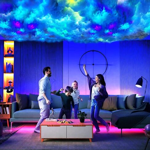 2025 جديد، 3D Thundercloud LED ضوء القطن البرق سحابة ملونة الغلاف الجوي ضوء الليل، DIY الإبداعية أضواء سحابة غرفة الألعاب المرآب نادي بار DJ حزب الخفيفة، مطعم، 32 قدم in Kuwait