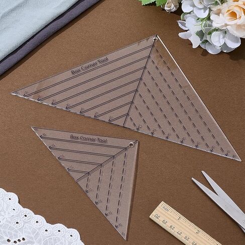 INFUNLY 2pcs Boxed Corner Template 2 Size Cutting Corners Template 0.75"-1.5"/1.75"-2.5" Clear Acrylic Quilting Box Corner Stencil Ruler Sewing Tools Set for Beginners Curve Bag Pocket DIY Sewing in Saudi Arabia