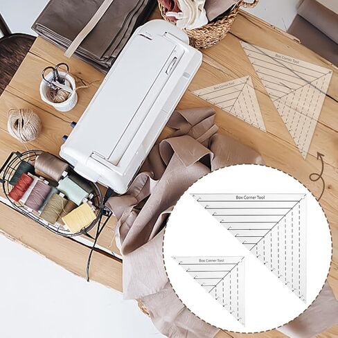 INFUNLY 2pcs Boxed Corner Template 2 Size Cutting Corners Template 0.75"-1.5"/1.75"-2.5" Clear Acrylic Quilting Box Corner Stencil Ruler Sewing Tools Set for Beginners Curve Bag Pocket DIY Sewing in Saudi Arabia
