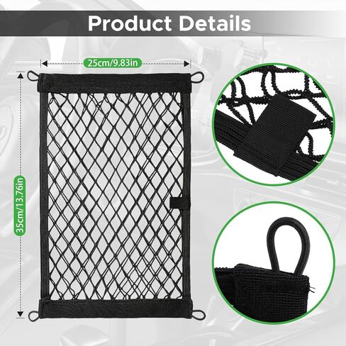 2 Pcs Small Cargo Net - Car Storage Organizer with Elastic Pocket - Trunk/Boat/Home Storage Mesh w/Screws/Hooks in Saudi Arabia