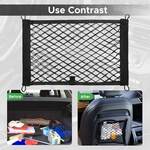 2 Pcs Small Cargo Net - Car Storage Organizer with Elastic Pocket - Trunk/Boat/Home Storage Mesh w/Screws/Hooks in Saudi Arabia