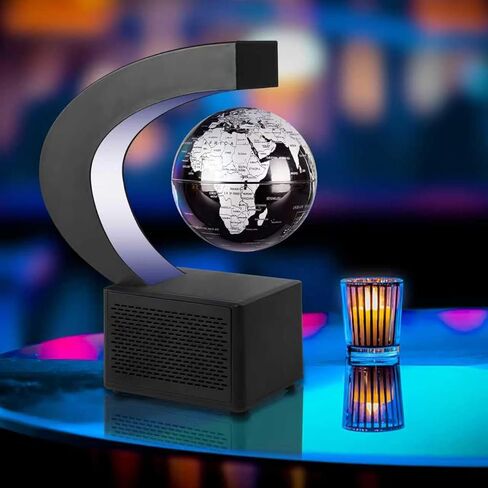 Floating globe, Magnetic Levitating Geographic Globes with LED Lights, Desk Spinning Rotating Globes for Kids, Men and Family (Black, 4 INCH) in Saudi Arabia