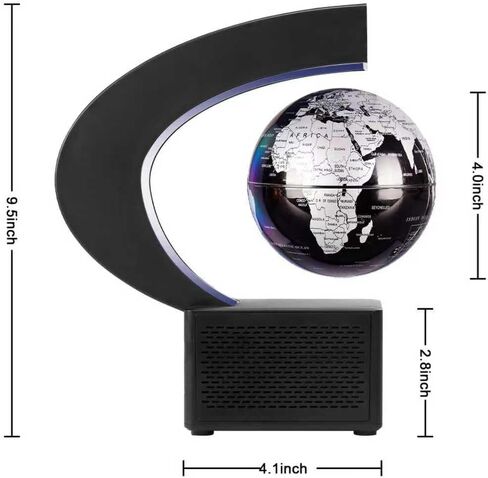 Floating globe, Magnetic Levitating Geographic Globes with LED Lights, Desk Spinning Rotating Globes for Kids, Men and Family (Black, 4 INCH) in Saudi Arabia