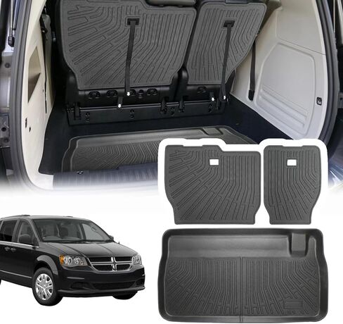Cargo Liner Compatible with 2008-2020 Dodge Grand Caravan / 2008-2016 Chrysler Town & Country Trunk Mat Cargo Mat Back Seat Cover Protector(Backrest Mats+Trunk Mat) in Saudi Arabia